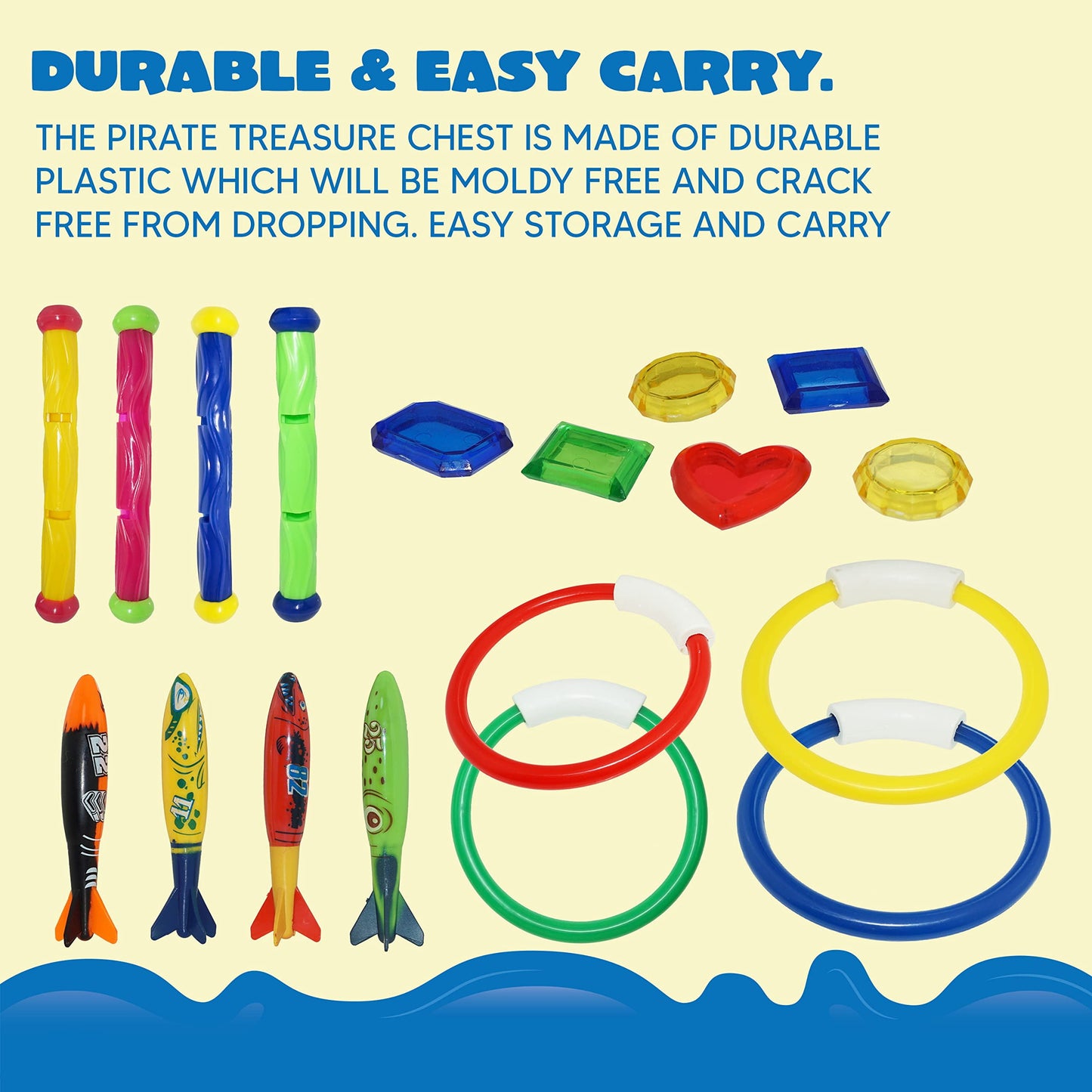 18 Pcs Diving Pool Toys for Kids, Swimming Pool Toy with Storage Bag, Underwater Swim Pool Games for Ages 8-12