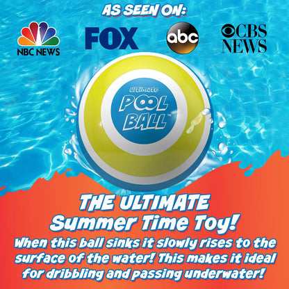 Ultimate Pool Ball, Fill It with Water for Underwater Swimming Pool Games, Passing, Dribbling, Diving Fun Toys for Boys Girls Adults, Summer Gifts, Beach Trips, 6 Inches, Yellow/Cyan